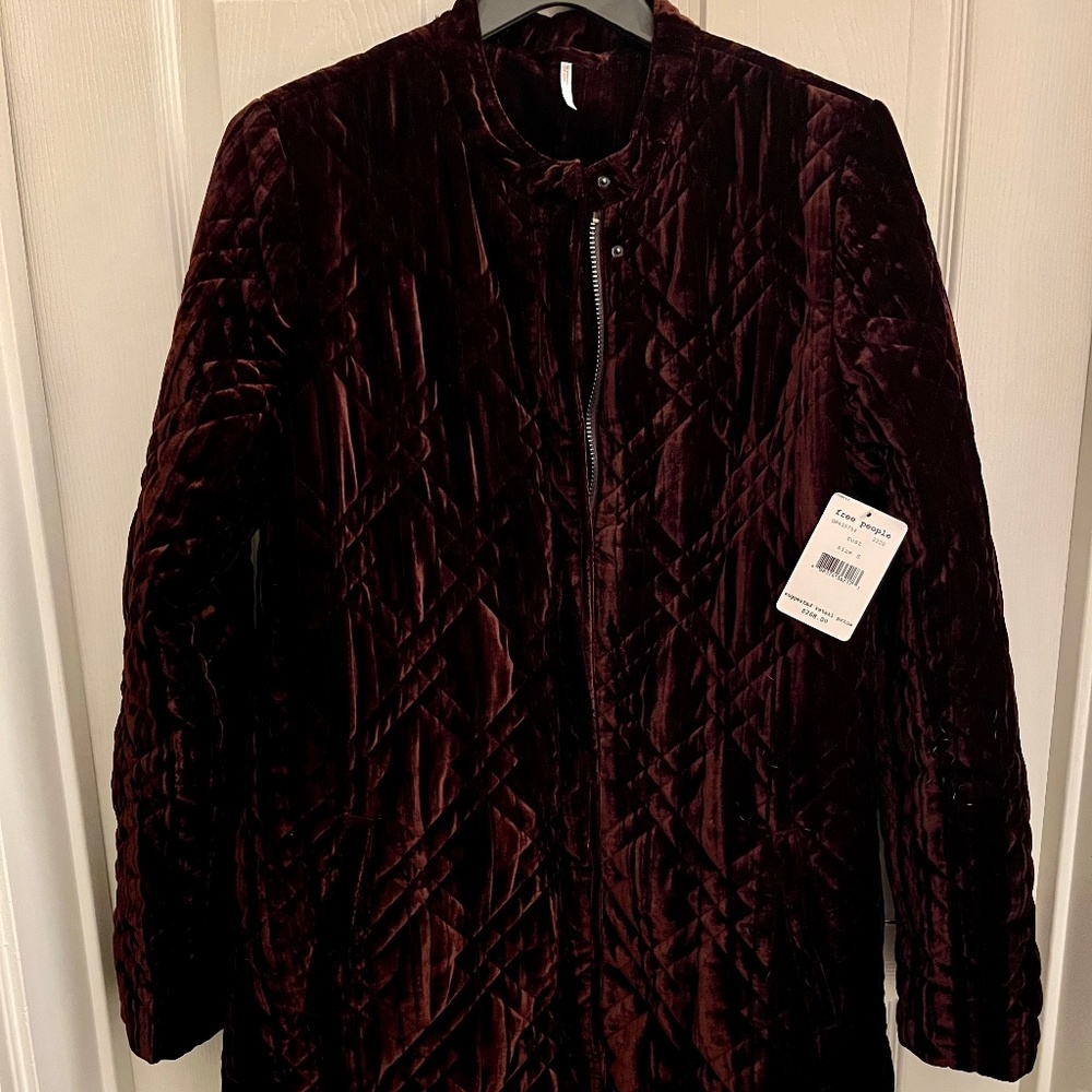 Free People Quilted Velvet Coat